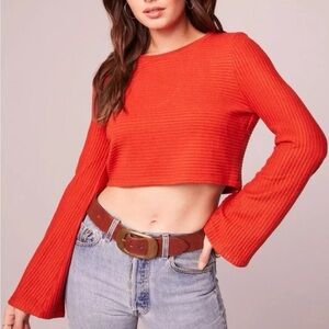 Band of Gypsies BOF Alize Rust Long Sleeve Knit Cropped Top Womens Sz Medium NWT